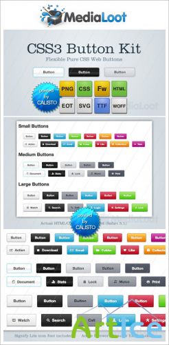 CSS3 Button Kit - MediaLoot