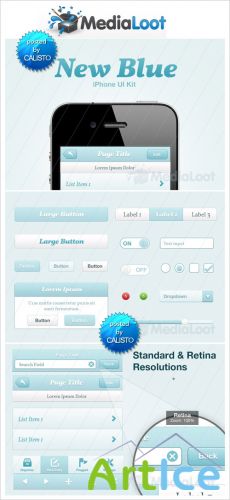 New Blue iPhone UI Kit - MediaLoot
