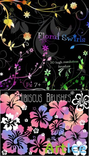 Floral Swirl Brushes and Hibiscus Brushes