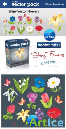 Shiny Vector Flowers Pack