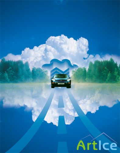 Creative real estate blue sky posters PSD layered material