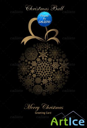 Christmas Ball Greeting Card Vector Template
