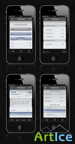 Notetool iPhone UI Kit PSD