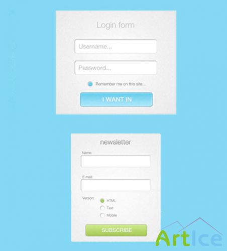 Newsletter and Login Form PSD Template
