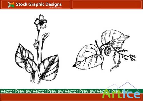 Кисти для фотошопа и векторный клипарт "Рисунок весенней листвы"