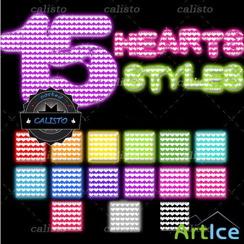15 Hearts Styles for Photoshop