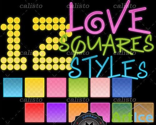 12 Love Squares Styles for Photoshop