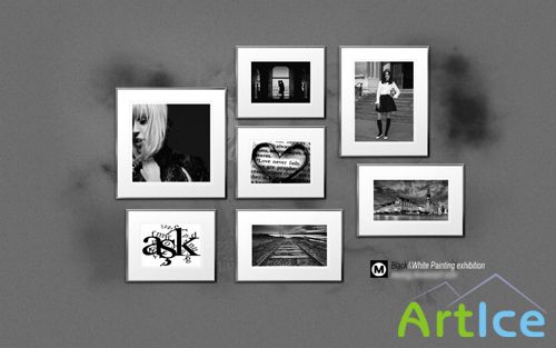 Exhibition Painting Black&White PSD