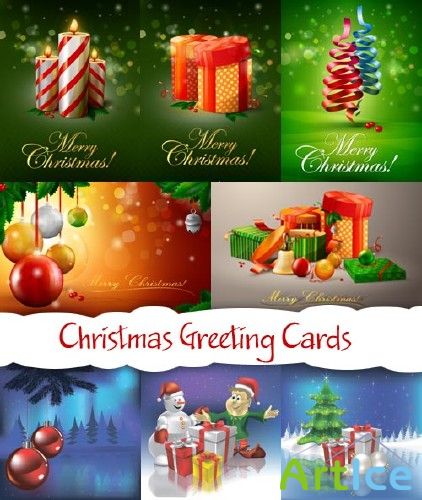 Christmas Greeting Cards Vectors - Pack 3