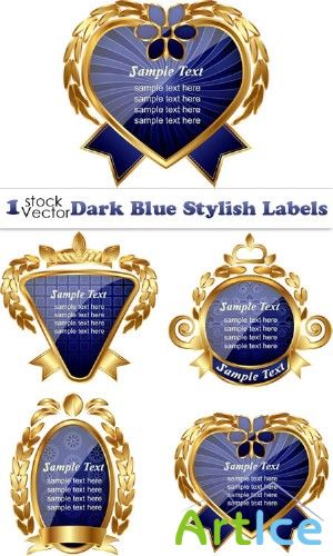 Dark Blue Stylish Labels Vector