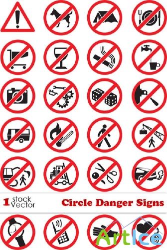 Circle Danger Signs Vector