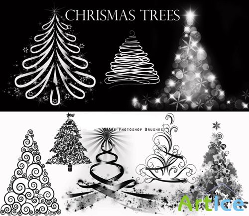 Tree Christmas  Brushes set