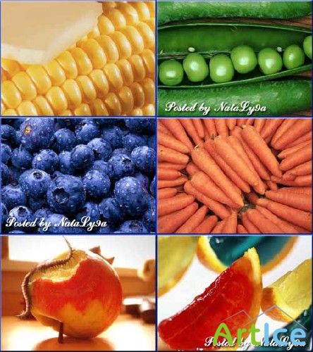 Небольшой набор фотоклипарта с овощами и фруктами