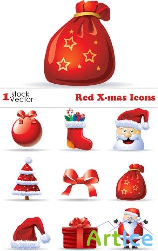 Red X-mas Icons Vector