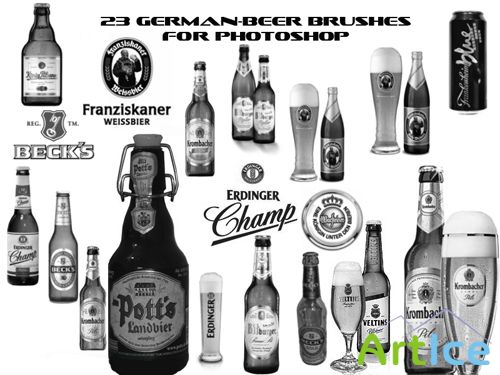 Brushes set - German Beer Labels Bottles