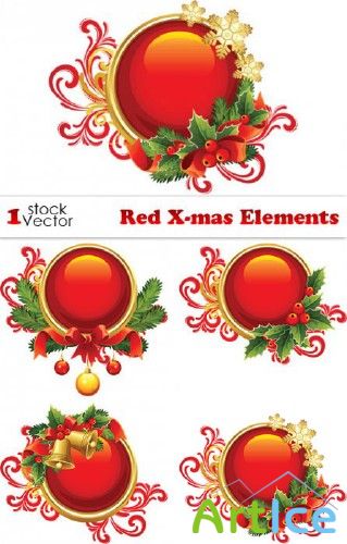 Red X-mas Elements Vector