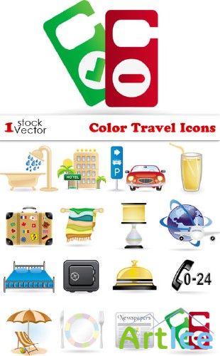 Color Travel Icons Vector
