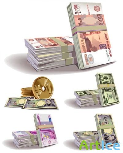 World Currency Banknotes Vector Illustration