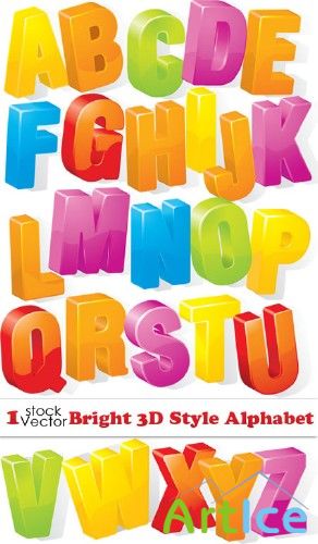 Bright 3D Style Alphabet Vector