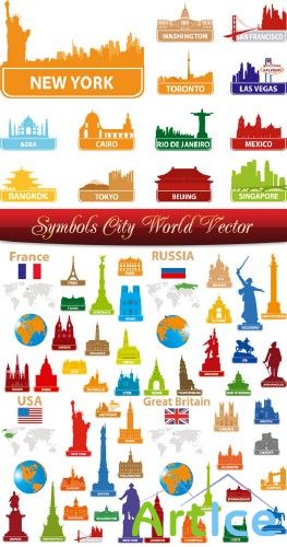 Symbols city world vector