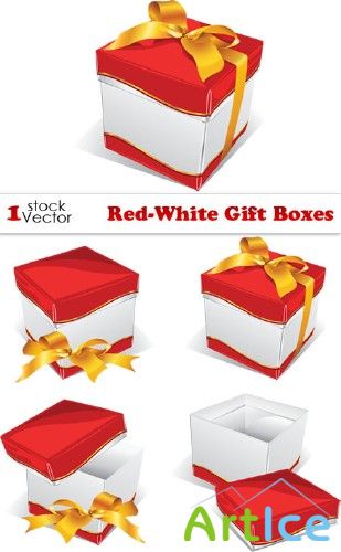 Red-White Gift Boxes Vector