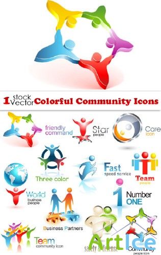 Colorful Community Icons Vector