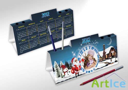 Calendar 2012 with a Pen Stand PSD Template Pack 2