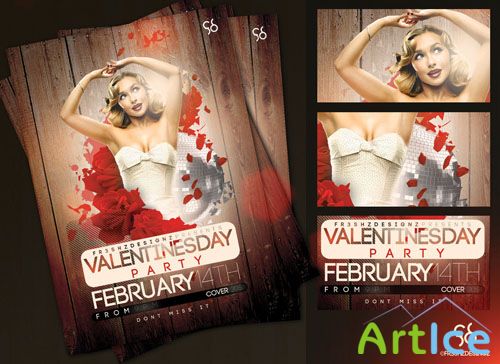 Valentine's Day Party Flyer Poster PSD Template #2