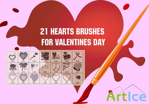 21 Hearts Brushes for Valentines Day
