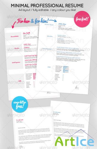 GraphicRiver - Minimal Resume for Her & Him + Cover letter
