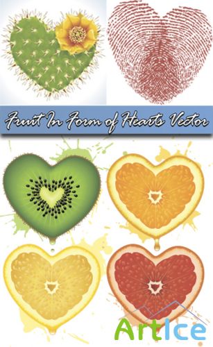 Fruit In Form of Hearts Vector