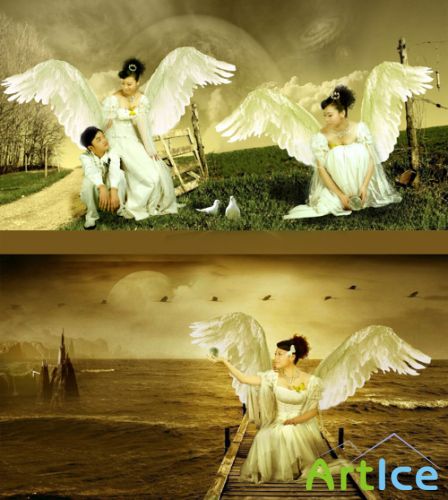 PSD for Photoshop - Beautiful Angels on Earth