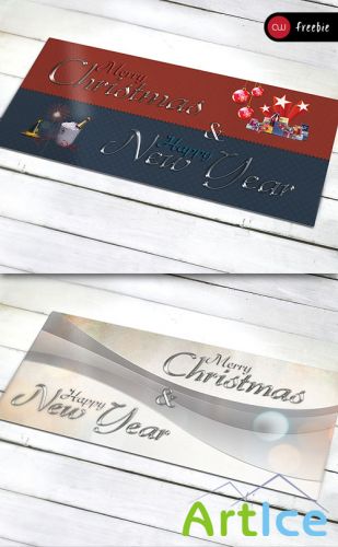 Christmas and New Year Greetings Card PSD Template
