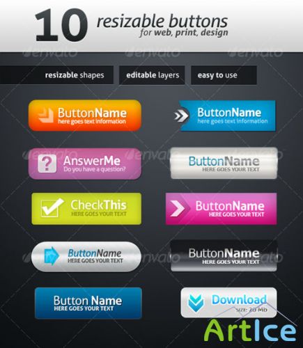 GraphicRiver - 10 Web Buttons 115357