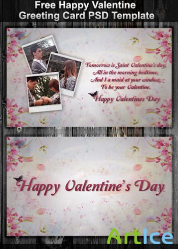 Happy Valentine Greeting Card PSD Template