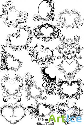 Flowers Hearts Brushes