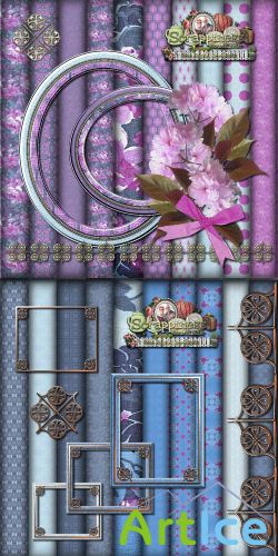 Scrap-set - Blue And Pink Romantic Mix