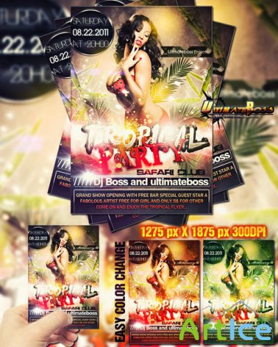 Freemium Tropical Party/Flyer Poster PSD Template