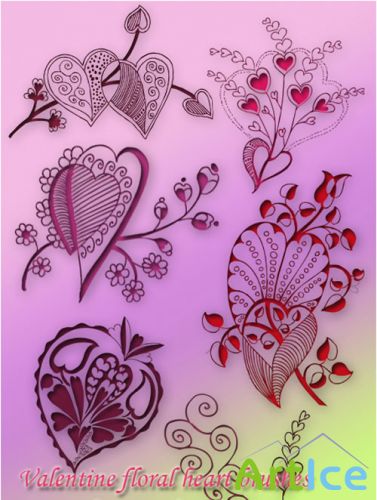 Valentine Floral Decorative Heart Brushes for Photoshop #1