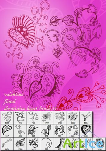 Valentine Floral Decorative Heart Brushes for Photoshop #2