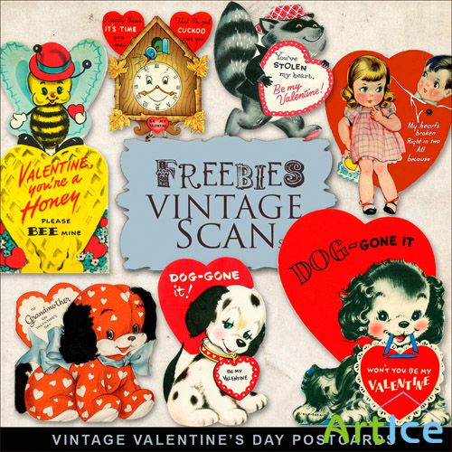 Scrap-kit - Retro Valentines Days Cards #2