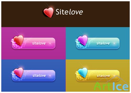 Sitelove Buttons psd for Photoshop
