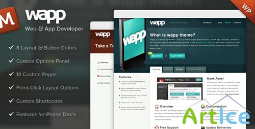 ThemeForest - Wapp - Web and App Developer v1.1.0 for Wordpress 3.x