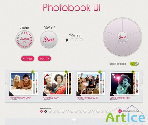 Snazzy Web UI Photobook Design PSD for Photoshop