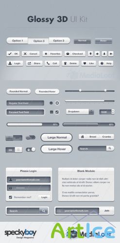 Glossy 3D UI Kit - MediaLoot