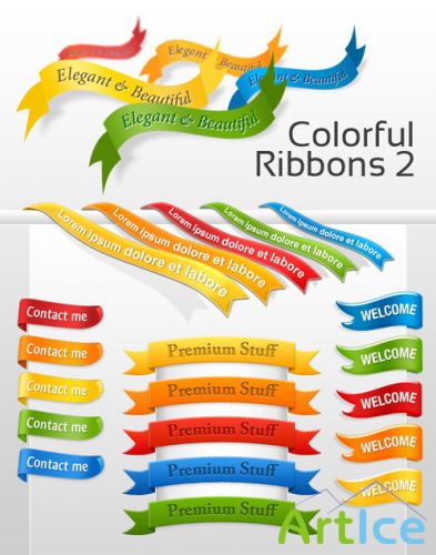 Colorful Ribbons PSD Template