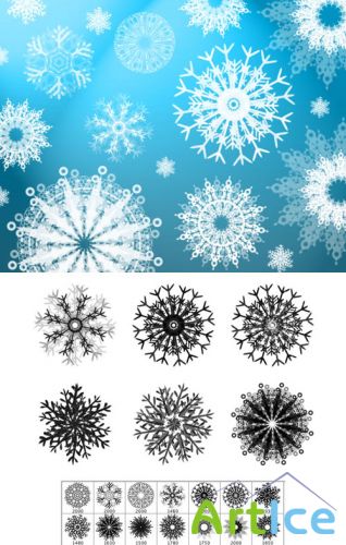 Flurry of Snowflakes Brushes set for Photoshop