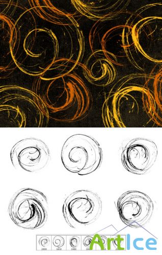 Dry Ink Spirals Brushes Set for Photoshop