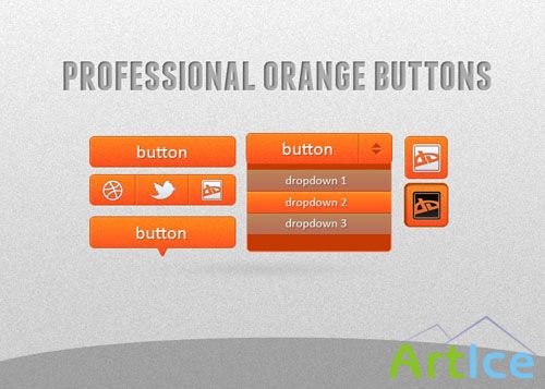Orange Pro Buttons PSD Template