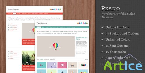 ThemeForest - Peano v1.5 - Creative WordPress Portfolio & Blog Theme